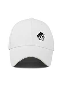 1pc Men's Adjustable Baseball Cap With Cartoon Pixel Palm Tree Print, Casual Wear For Daily Use