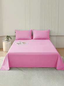 Conjunto De Ropa De Cama De 3 Piezas Juego De Cama De Tres Piezas, De Varios Tamaños (90/105/135/150/180/200) Y Colors, Conjunto De Suave Y Sin Estampados, Ropa De Cama Moderna Y Sencilla, Sábanas De Un Solo Color, Textile Hogareño, Color Puro Que No Descolora Ni Pierde Brillo. - 白色 - 查看 5