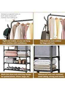 1 pieza Organizador de armario portátil multiusos, aproximadamente 24 pulgadas de ancho, incluye perchero, estantería para zapatos, estantes de almacenamiento, móvil, fácil de ensamblar/desarmar, adecuado para sala de estar, dormitorio, oficina en casa, regalo perfecto para Navidad, fiestas