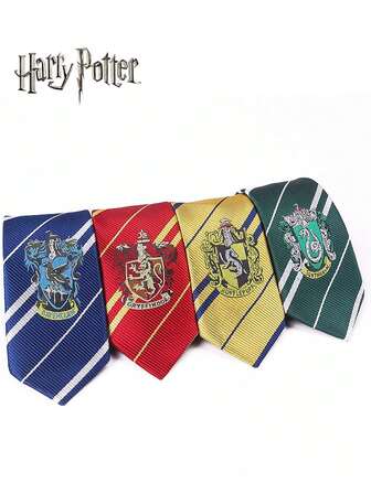 WB 1 件哈利波特官方授权领带霍格沃茨格兰芬多拉文克劳手工打结徽章条纹针织时尚领带电影周边英国学院风格派对装扮道具衬衫配饰创意房间桌面装饰生日惊喜圣诞节万圣节礼物送给家人和朋友哈利爱好者