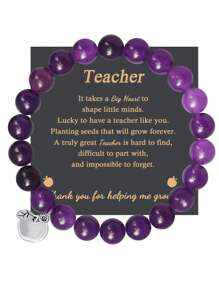 1PC Valentine's Day Gift Teacher, Christmas Gift For Teacher Women, Teacher Appreciation Gifts, Graduation Gifts For Teacher Natural Stone Apple Bracelet Gifts, Beads Bracelets For Teacher's Day, Mom, Mother, Mother's Day, Gift
