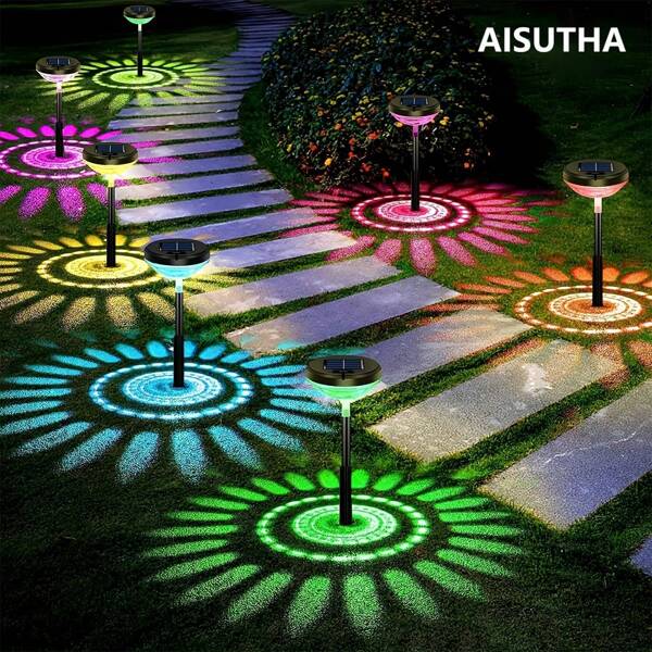 AISUTHA 2/4-teiliger Satz von Weg Solarleuchten, dekorative Farbe wechselnde LED-Beleuchtung, justierbar in warmen Licht- und Farblichtmodi, fügen schöne Farben zu Ihrem Garten/Garten hinzu