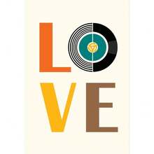 Cuadro con impresión de arte de álbum musical de discos de vinilo de mediados de siglo retro en lienzo para decoración de pared en sala de estar, opcional con marco - Multicolor - Ver 26