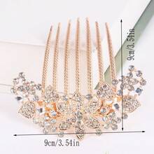 1pc Women 6-Petal Flower 7-Tooth Hair Clip Hair Comb Elegant Crystal Bangs Hair Ornament, Ancient Chinese Style Hair Accessory Combs For Hair Side Comb, School Stuff, Wedding, Bridesmaids Gifts, Looks Of Party, Hair Accessories, Head Accessories, Bridal Hair Accessory - Golden White Diamond - View 3