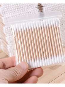 1500/1000/500pcs High Quality Double-Headed Cleaning Swabs, Beauty Salon Buds, Cosmetic Wooden Cleaning Swabs, Beauty And Personal Care Tips, Round Disposable Ear Cleaning Swabs For Home Use, Suitable For Ear And Nose Cle