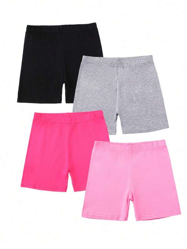 4 قطع/مجموعة شورتات رقص وركوب للبنات، شورتات دراجة مناسبة، متعددة الألوان للأطفال