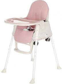 3-In-1 Convertible Baby High Chair With Adjustable Height |   Dishwasher-Safe Tray, 5-Point Harness & Foldable Design |   Ergonomic Infant Feeding - Pink - View 8