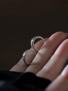1 Pair Simple Elegant Starry Sky Frosted Silver Color Earrings, For Daily Wear And Events