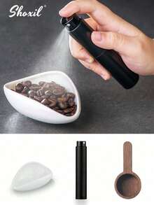 shoxil 3件套咖啡豆计量杯+防静电喷雾瓶+咖啡勺，咖啡配件，陶瓷计量容器，单剂量量盘套装，咖啡礼品 - 咖啡工具 - 查看 3