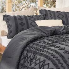 Luxurious Tufted Boho Comforter Set Queen Size - Premium Beige Bedding Ensemble With 3-Piece Shabby Chic Embroidery, Ideal Gifts For Women, Soft Jacquard Queen Comforter For All Seasons - 19 - 深灰色 - 優雅 - 查看 3