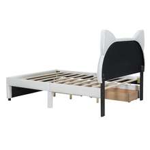 Upholstered Full Cartoon Bed With 2 Drawers Platform For Kids, White - White - View 9
