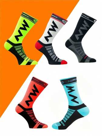 1/3/5 Pairs Men's Sports Socks Mid-Calf, Fitness Compression Socks, Non-Slip Breathable, Couples Comfortable Crew Socks For Spring, Summer & Autumn Activities, Basketball, Football, Outdoor Running, Hiking, Cycling, Mountaineering, Fall