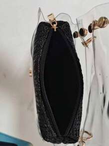 Bolso de cadena transparente, nuevo bolso de gelatina transparente para mujer, bolso cuadrado de hombro versátil con cadena tejida, adecuado para salir, ir al trabajo, regalar y uso diario, verano