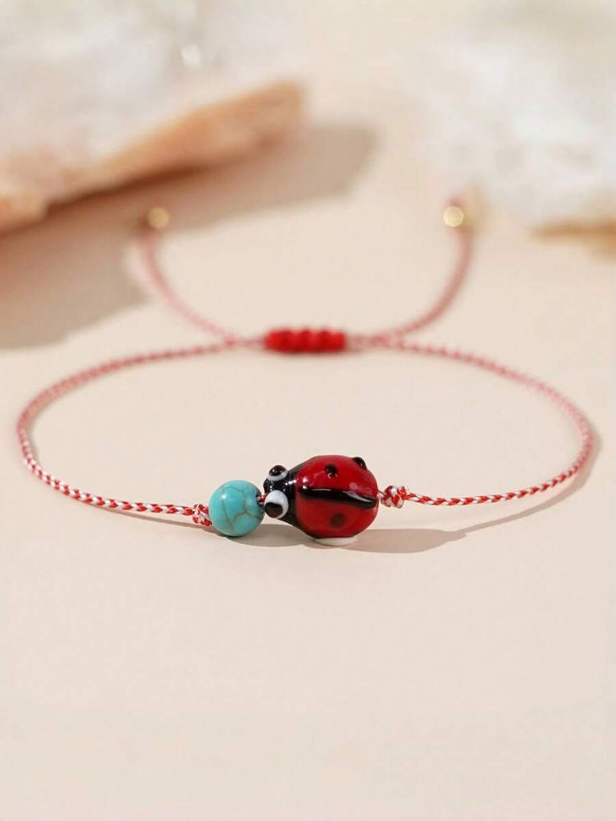 1pc Summer Synthetic Turquoise Ladybug Stacked Martis Series Jewelry 2025 New Greek Parade Bracelet - Multicolor - View 1