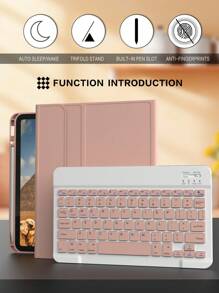 Funda con teclado compatible con iPad, teclado inalámbrico Bluetooth desmontable con batería de 150 mAh y soporte para lápiz compatible con iPad Air de 5ta generación 2022/Air de 4ta generación 2020/Air de 6ta generación 2024, de 9.7 pulgadas, 7/8/9na de 10.2", 10ma, color rosa