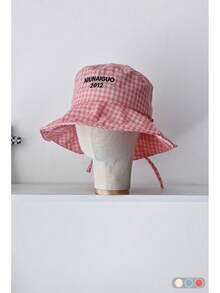 1pc Cute Sweet Women Bucket Hat, Adjustable Tie, Sun Protection, Suitable For Summer, Spring, Floral & Plaid Pattern, Outdoor Hat - Plaid - View 17
