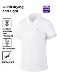 BMAI 一件式女式运动短袖 Polo 衫：夏季翻领健身上衣，适合通勤和商务休闲穿着。 - 白色 - 查看 1