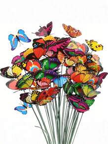 20pcs Colorful Garden Butterfly Stakes, Decorative Waterproof Butterfly Garden Stake, Decor 3D Butterfly Party, Supplies Yard Stakes For Garden Patio Lawn, Rnaments Party Plant Pot Decorations, Wedding Decoration, Garden Decoration, Valentine's Day Modern Home Decorations, Flower Pots And Bonsai Glowing Colourful Decorations, Garden Decor, Garden