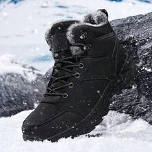 Men's Snow Boots For Men Casual Winter Shoes Platform Non-Slip Warm Fur Ankle Boots Plush Combat Outdoor High-Top Hiking Motorcycle Boots Outdoors Lace-Up Mountain Boots Brand Male Waterproof Sneakers