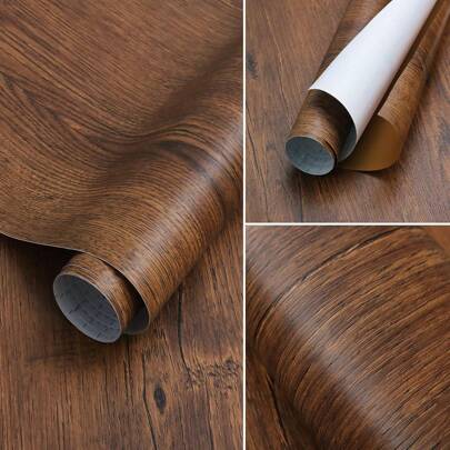 1 rollo de papel tapiz con textura de madera retro marrón, papel pintado adhesivo grueso y removible, autoadhesivo, adecuado para puertas de cocina, encimeras, gabinetes, estantes, renovación de muebles antiguos, paredes de baño, dormitorio, decoración de fondo, calcomanías de pared, fácil de instalar y quitar, se puede cortar a voluntad, decoración de habitaciones, papel tapiz, papel de pared, decoración de pared