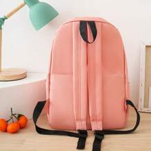 4pcs Back To School Set: Backpack, Stationery Bag, Document Bag, Mini Crossbody Bag, College Style, Solid Color, Large Capacity