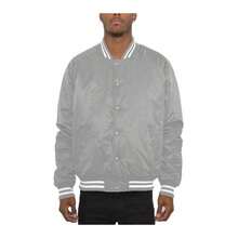 Mens Solid Color Varsity Jackets - Khaki - View 4