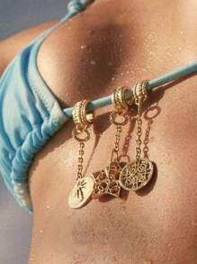 1 Stück Bikini Charm Körperkette Schmuck für Frauen, filigrane goldfarbene Bauchkette, Strandjuweliere für Sommer für Frauen