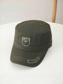 1Pc Men's Army Flat-Top Cap, Lightweight Breathable Sun Protection Hat, Unisex Outdoor Baseball Cap For Spring And Summer