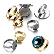 10/20 piezas de base de anillo ajustable de acero inoxidable apta para cabujones de cristal de 10/12/14/16/18/20/25 mm para hacer manualidades y joyería DIY