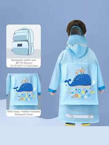 1 件男童和女童雨衣，带帽防水防雨夹克，雨披，可重复使用男童和女童雨衣，适合 1-8 岁（部分随机选择）