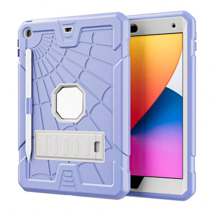 军工防摔 1 件套保护壳适用于 iPad 第 7/8/9 代 10.2 英寸 2019/2020/2021，防震超薄支架保护套带硬质 PC 硅胶套 iPad (A16) 11 英寸第 11 代 2025 iPad 第 10 代 10.9 英寸 2022 - 黑+天藍 - 查看 1