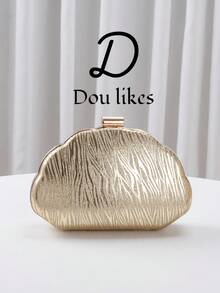 New Fashionable Party Evening Clutch Bag, Shell-Shaped Design Handbag, Dressy Purse Suitable For Party Girls, Ladies, Brides. Fit For Party, Wedding, Prom, Dinner, Banquet - Gold - View 2