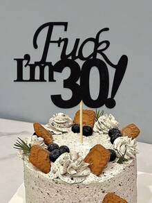 Decoraciones creativas para tarta de cumpleaños 30, suministros de decoración para el lugar de la fiesta para crear un ambiente festivo - Negro - Ver 4