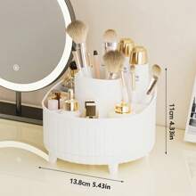 1pc Desktop Rotating Makeup Storage Box, Stationery Storage Box, Pen Holder, Cosmetics Display Rack, Multifunctional Makeup Brush Storage Bucket, Skincare Product Storage Box, Plastic Makeup Brush Storage Box