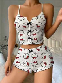 Sanrio 1 Pieza Pijama de Hello Kitty Parte superior de vestir de verano Ropa de dormir mujer Artículos de Hello Kitty Camisa de mujer Sanrio, Vacaciones