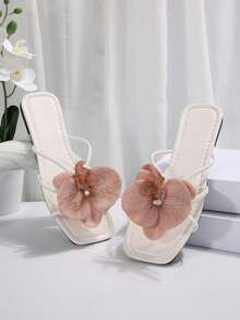 Sandal Selop Wanita Motif Bunga Prancis, Sandal Luar Ruangan Musim Panas Modis Cocok untuk Kencan, Belanja, Pesta, Pakaian Pantai, Sandal Jepit - Coklat - View 7