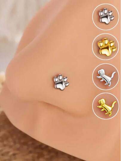 1 peça de piercing de nariz em formato de pata de gato fofo, micro piercing de nariz, joia com formato 20 G-L