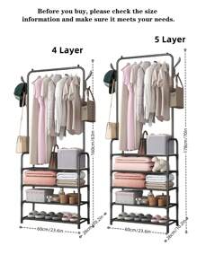 1pc Portable Closet Organizer, 23.62 Inch Wide, Multi-Functional With Clothes Rail, Hat Rack, Shoe Rack, Storage Shelves, For Living Room, Bedroom, Study, Office, Great Holiday & Christmas Gift