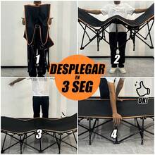Cama Plegable Ligera de Exterior con Colchón Acolchado, Tapones para los Oídos y Máscara para Dormir Estructura de hierro resistente, elección preferida tanto para actividades al aire libre (camping, viajes) como para uso interno. Soporta hasta 150 kg, el regalo perfecto para vacaciones adecuado para todas las personas. - Negro - Ver 4