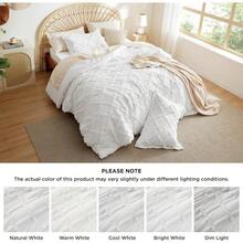 Luxurious Tufted Boho Comforter Set Queen Size - Premium Beige Bedding Ensemble With 3-Piece Shabby Chic Embroidery, Ideal Gifts For Women, Soft Jacquard Queen Comforter For All Seasons - 02 - 白色 - 鑽石般 - 查看 6