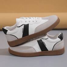 女士运动休闲鞋新款德系训练鞋女软底小白鞋复古休闲运动鞋平底女单鞋 - 銀白黑色 - 查看 3