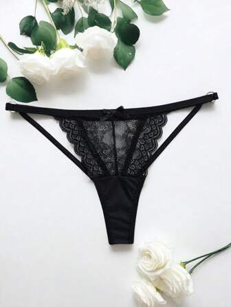 AB. Sexy Underwear, Internet Famous Fashion T Pants, Hot And Sexy Lace Thin Strap Back Hip Hollow Thong Women's Underwear, Low Waist Transparent Bottom Pants, Elastic Lace Splicing Breathable Mesh, Thin Strap Cross Design+Large Back Hip Hollow Area, Directly Filling The Sweet And Spicy Atmosphere