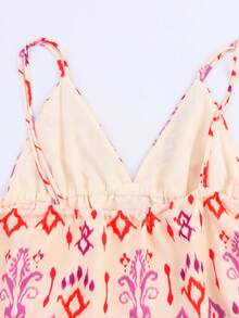 Women's Vacation Geometric Print Ruffle Strap Camisole Top, Summer - Multicolor - View 6