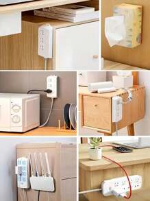 10pcs Wall-Mounted Power Strip Socket Bracket Hook - Hanging Socket Storage Hook Rack - Space Saving Storage Organizer - For Kitchen, Bedroom, Bathroom, Office, Desk, Entryway, Home - Ideal For Home Organization