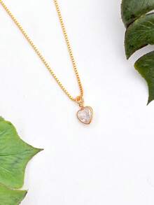 Light Spot Necklace With Beautiful Colorful Heart Pendant 18k Gold Plated - White - View 6