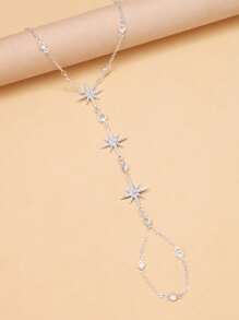 Pulseira feminina de estrela brilhante com strass, adequada para uso diário, festas e viagens