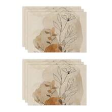 1pc/4pcs/6pcs Everyday Decor Placemats, Floral Leaf Linen Placemats, Stain Resistant Placemats, Suitable For Home, Dining Room And Restaurant, Tabletop Decoration, Home Goods