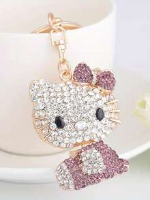 Sanrio 1 Stück Schlüsselanhänger Katze aus Strass-Legierung, Tasche/Auto Deko, kreativ