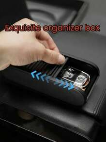 1 pieza Organizador de monedas para consola central del coche, estuche de gafas con tapa para colocar en el salpicadero del interior del coche, caja de almacenamiento de plástico universal para el coche, caja de almacenamiento con tapa para mujer, organizador de viaje, esenciales para volver a la escuela, almacenamiento para dormitorio