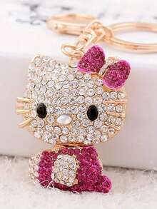 Sanrio 1 Stück Schlüsselanhänger Katze aus Strass-Legierung, Tasche/Auto Deko, kreativ